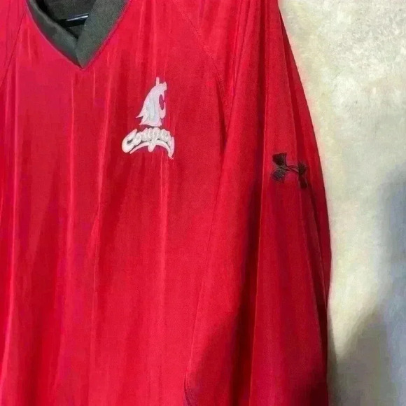 Under Armour WSU Cougars V Neck Womens Small Red/Black Athletic Lined Pullover - Picture 4 of 8